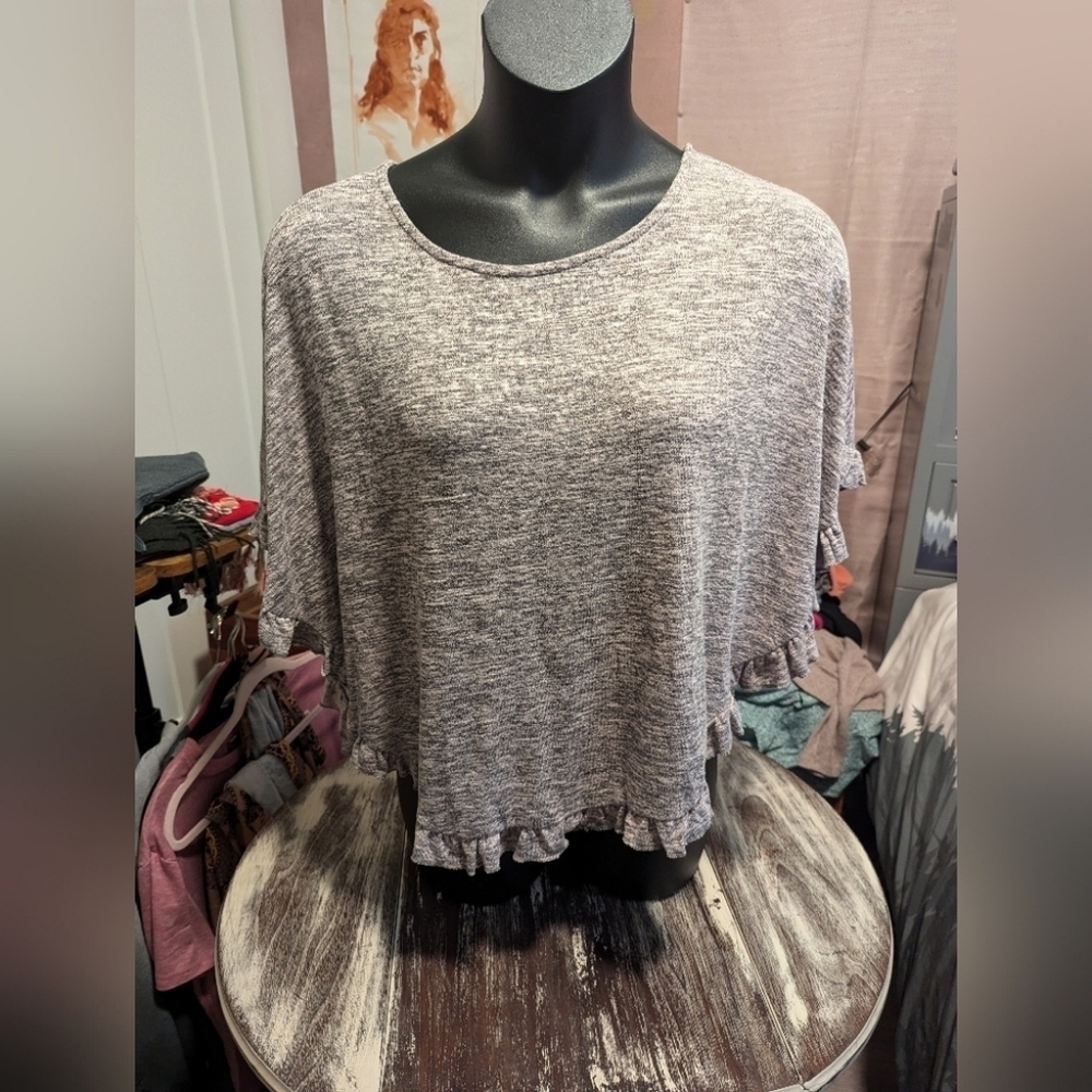 NWT C&C California one size sweater poncho pink/gray